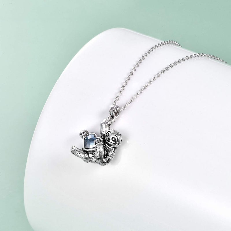 YFN Sterling Silver Sloth Necklace Heart Crystal Sloth Jewelry for Women Men Christmas Gifts - Image 2